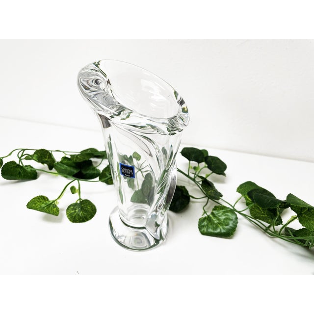 Glass Sevres Crystal Vase Fiume Line For Sale - Image 7 of 11