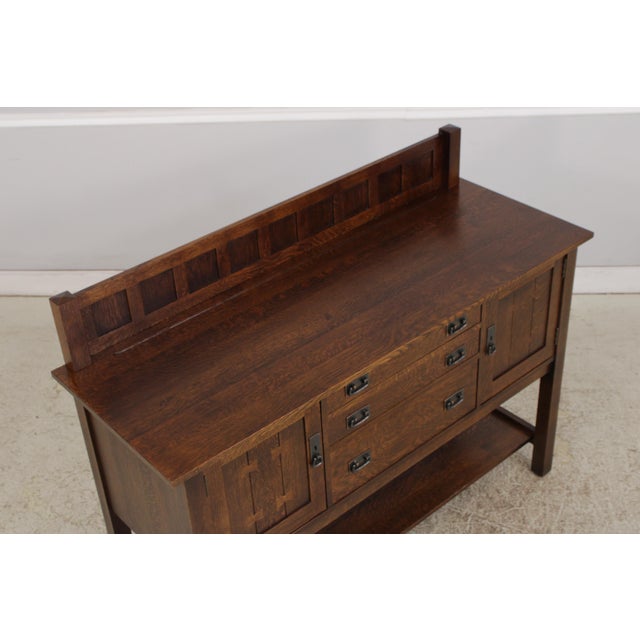 Brown Stickley Mission Oak Arts & Crafts Sideboard W. Backsplash For Sale - Image 8 of 18
