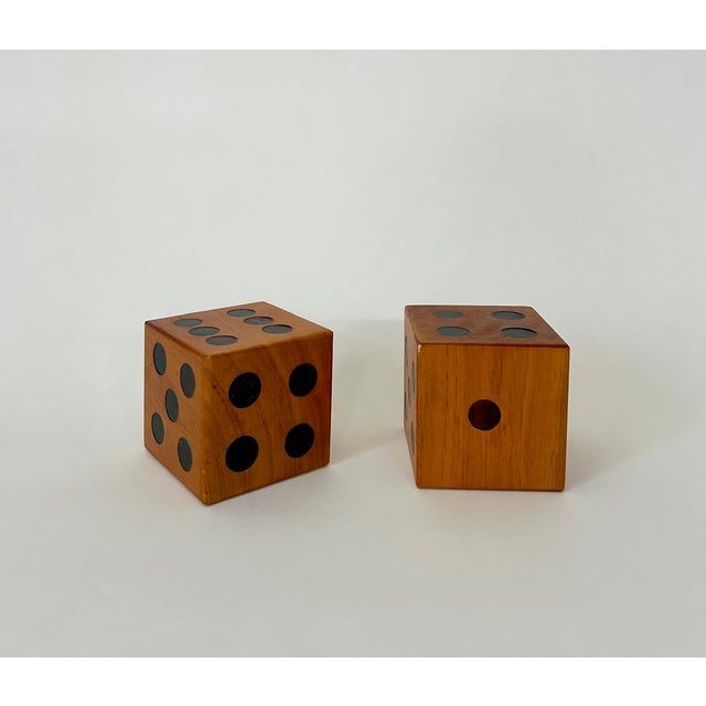 Pair of Mid Century wooden dice. Can be used as objects for display.