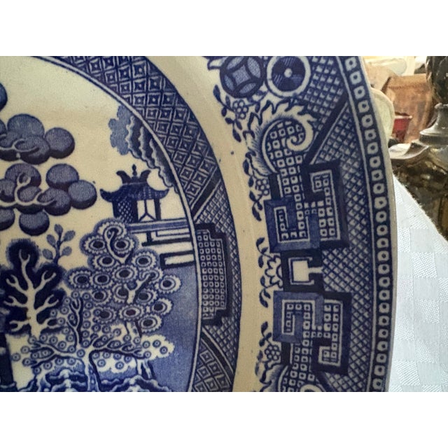 Blue 19th Century English Staffordshire Blue and White Transferware Platter For Sale - Image 8 of 17