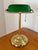 Metal Mid 20th Century Art Deco Emeraldite Shade Brass Banker Lamp With Ball Pull For Sale - Image 7 of 11