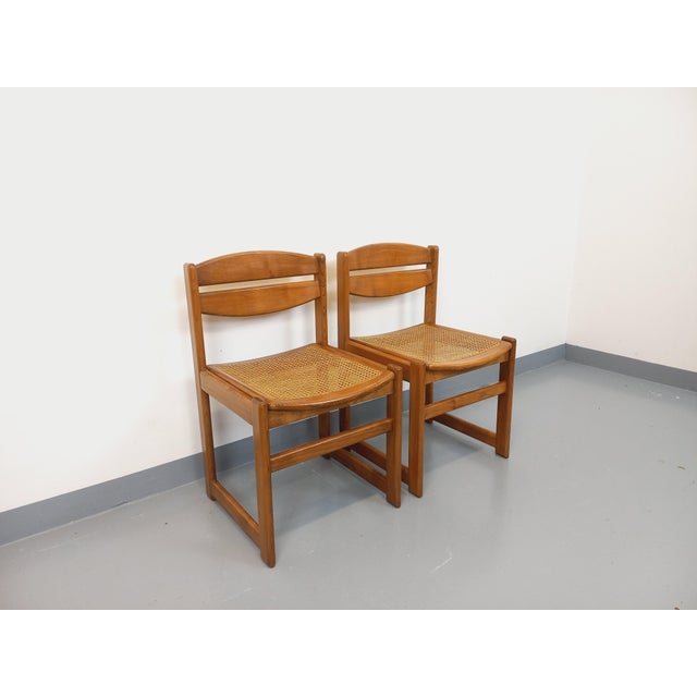 Vintage Sleigh Chairs in Beech and Cane, 1970s, Set of 2 For Sale - Image 9 of 18
