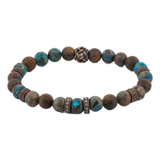Turquoise & Diamond Good Luck Beaded Bracelet For Sale