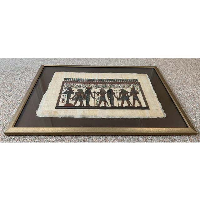 Expressionism Vintage Framed Egyptian Papyrus Painting For Sale - Image 3 of 12