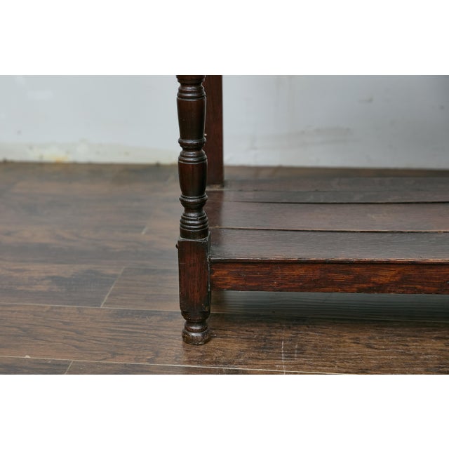 Late Georgian Oak 19th Century Dresser Base with Chippendale Brass Hardware For Sale In Atlanta - Image 6 of 12