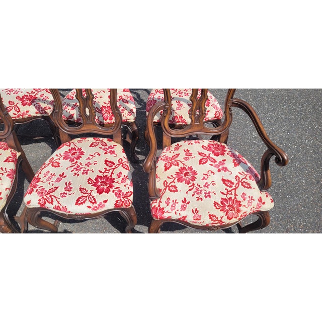 Brown Exquisite Set of 8 Shell Carved 1940s French Dining Chairs For Sale - Image 8 of 17