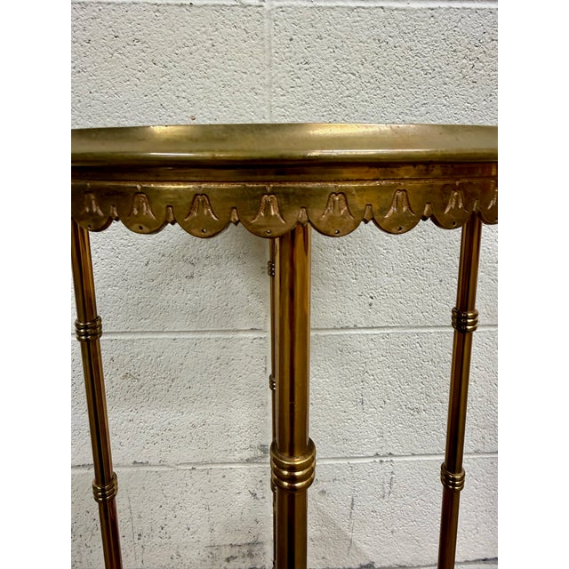 Vintage Hollywood Regency Chinoiserie Style Brass Plant Stand Accent Table For Sale In Kansas City - Image 6 of 12