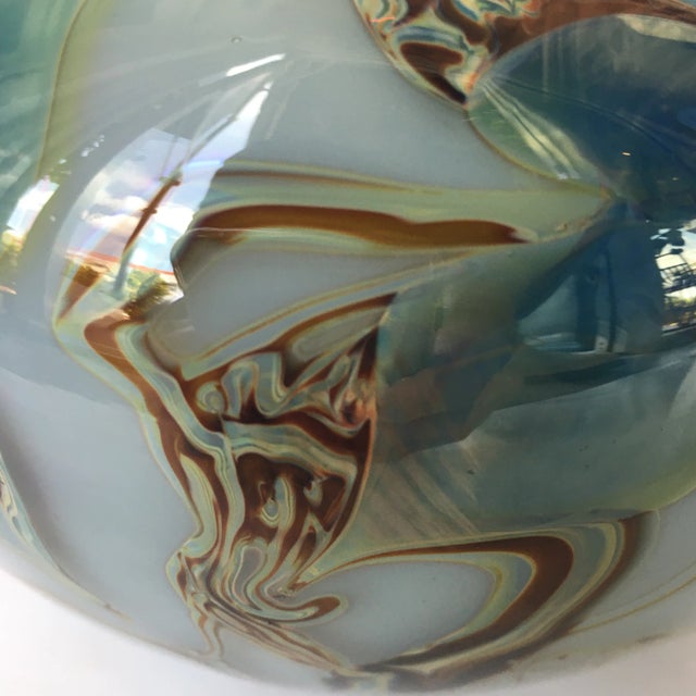 Metal Artist Dick Huss Hand - Blown Art Glass Vase For Sale - Image 7 of 11