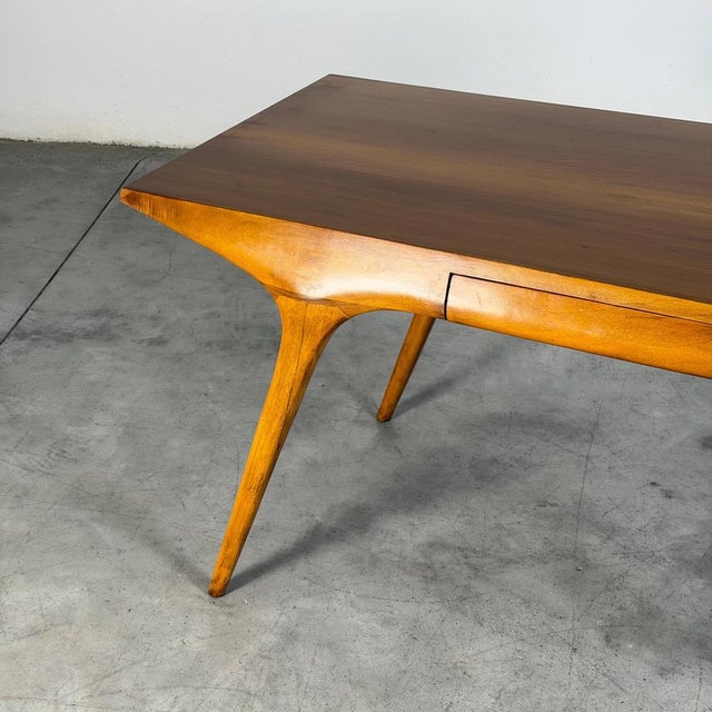Sculptural Writing Desk in Walnut by Carlo De Carli, Italy, 1950s For Sale - Image 4 of 18