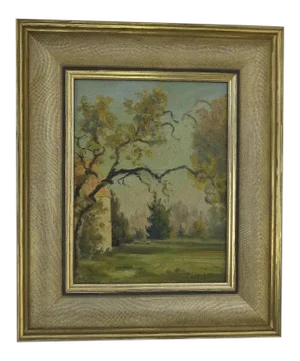 Early 20th Century Landscape Oil Painting on Board by William Langson Lathrop, Framed