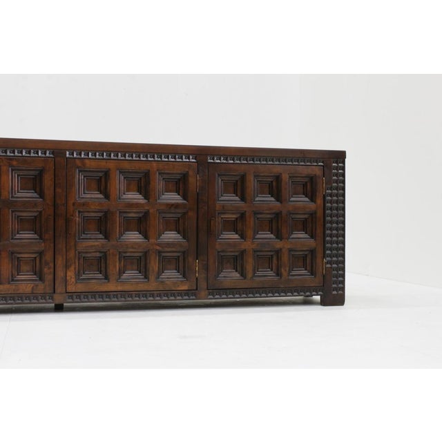Spanish Brutalist Credenza in Wood, 1960s For Sale - Image 10 of 13