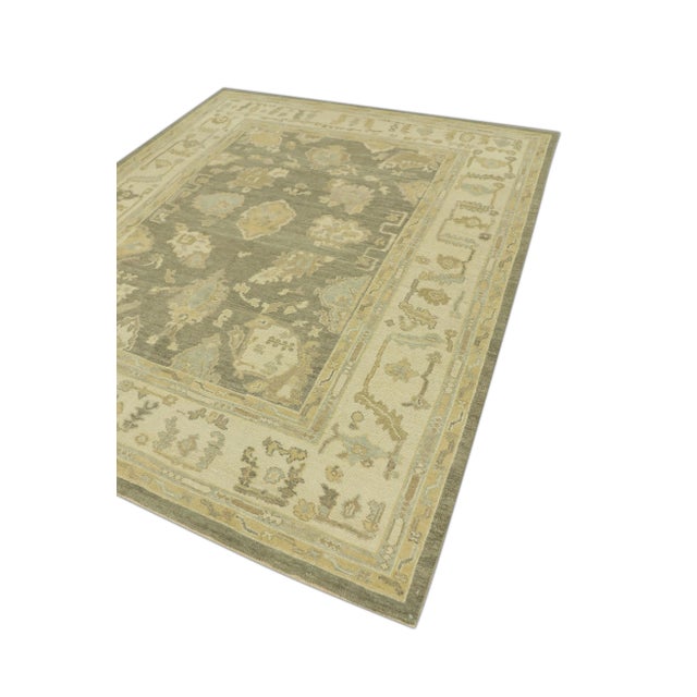 Modern Turkish Oushak Rug 7'7" x 9'1" For Sale - Image 4 of 6