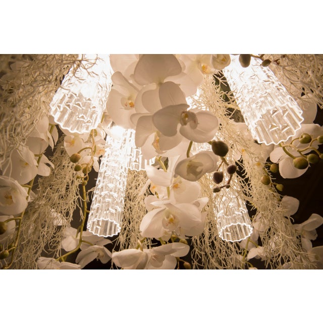 chandelier consisting of vg artificial flowers and pipes in muranese glass, led bulbs (6 bulbs gu10 x 6w each) fitted with...