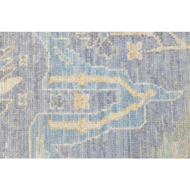 2020s Contemporary Hand-Knotted Oushak-Style Wool Area Rug in Slate Blue and Cream For Sale - Image 5 of 12