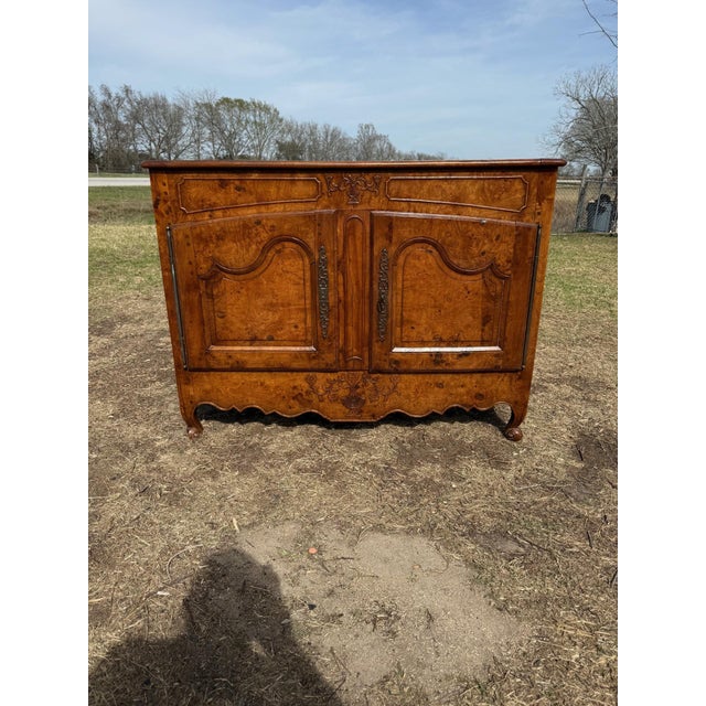 18th Century French country provincial Louis XV Solid burl Walnut sideboard made of solid walnut the wood has been...