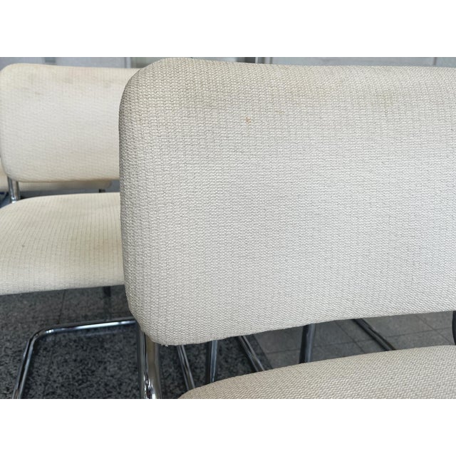 Cream Marcel Breuer Style Tubular Chromed Steel Dining Chairs - A Set of 6 For Sale - Image 8 of 13