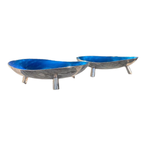 Biomorphic Enameled Silverplate Bowls on Tripod Legs (Denmark), a Pair