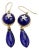 Late 20th Century Pair of Diamond Star & Lapis 9k Two Tone Gold Drop Dangle Earrings For Sale