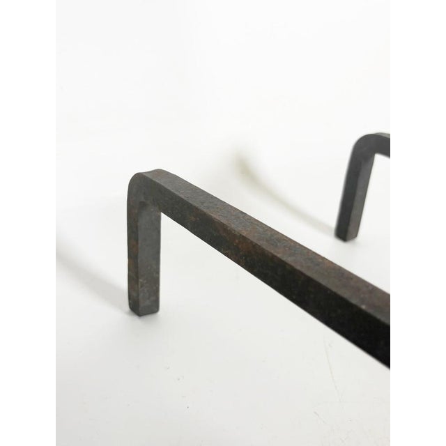 Andirons in Cast Iron and Brass, Black and Gold, France, 1960s, Set of 2 For Sale - Image 10 of 12