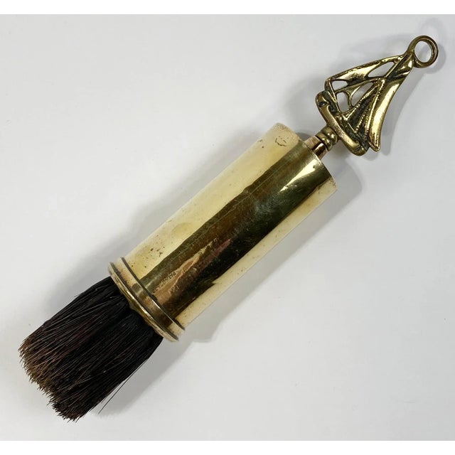 Early 20th Century Early 20th Century Retractable Brass Ship Motif Fireplace Brush For Sale - Image 5 of 6