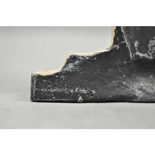 Pink Antique Victorian Cast Iron Figural Floral Bouquet Basket Pink Painted Door Stop For Sale - Image 8 of 10