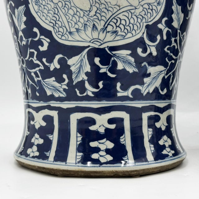 Mid 20th Century Pair of Chinese Style Blue and White Porcelain Temple Ginger Jars For Sale - Image 13 of 18