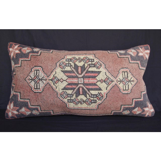 Handmade Tribal Turkish Throw Rug Pillow Cover -16'' X 30'' For Sale - Image 4 of 8