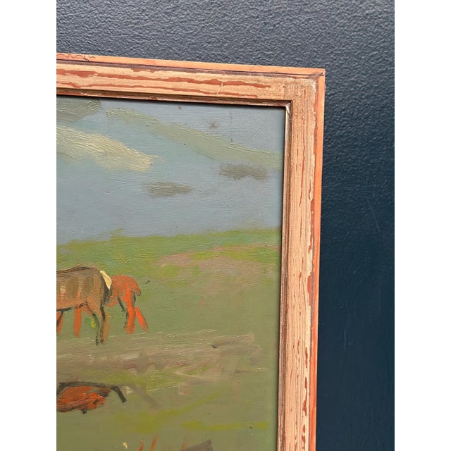 Sigfrid Bengtsson, Horses on the Meadow, Revinge, 1950s, Oil Painting on Panel, Framed For Sale - Image 4 of 13