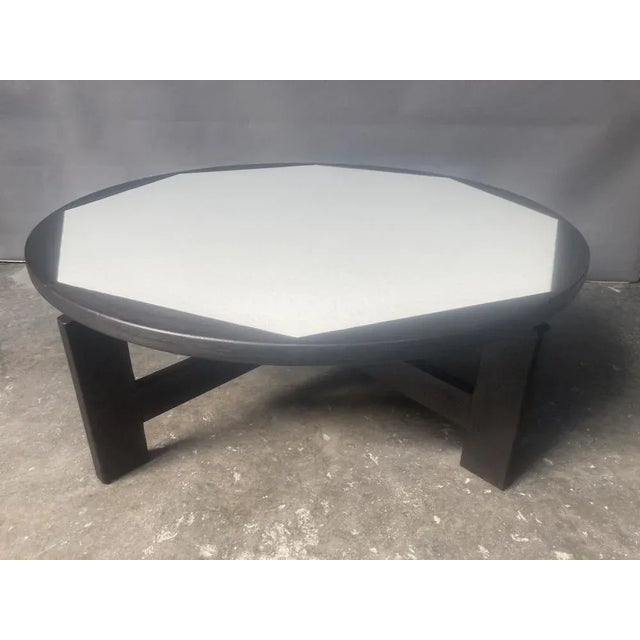 Brutalist Round Coffee Table in Wengé and Formica, 1970s For Sale - Image 6 of 6