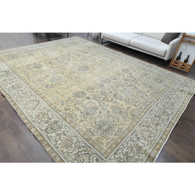1970s Vintage Persian Handmade Wool Cotton Area Rug For Sale - Image 9 of 11