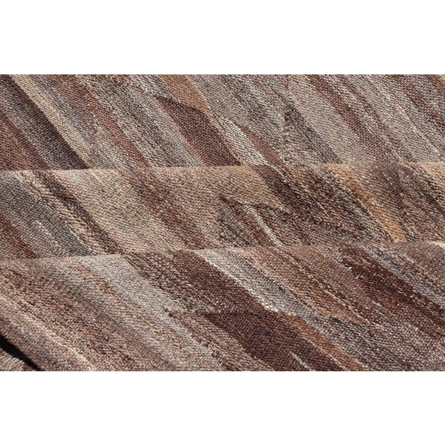 Modern Brown Kilim Rug by Keivan Woven Arts, Hand-Woven Wool, 8'8" X 11'9" For Sale - Image 10 of 12