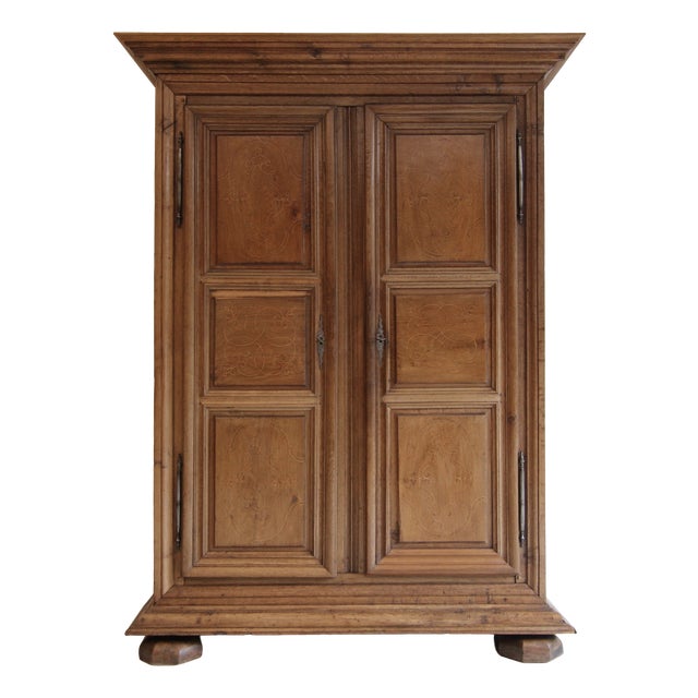 Antique Provincial Oak Cabinet with Inlays, 1800s For Sale