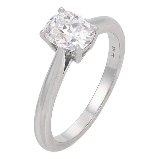 1930s Art Deco Gia 1.06 Carat Old Mine Cut Diamond Platinum Solitare Engagement Ring, Size 6 For Sale