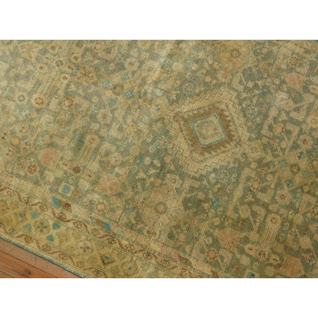 Mid 20th Century Soft Green Vintage Persian Malayer - 4'2" x 6'8" For Sale - Image 5 of 8