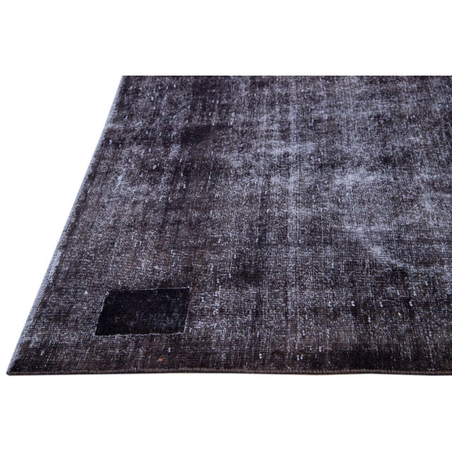 Vintage Distressed All Over Brown Wool Rug For Sale - Image 4 of 8