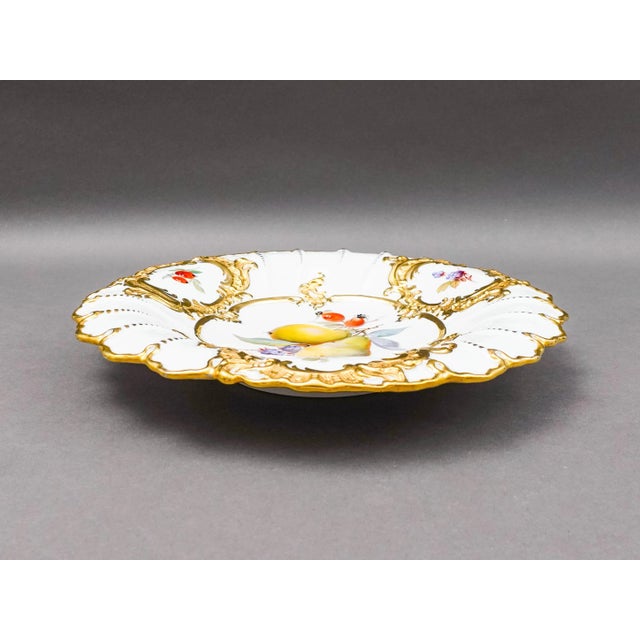 Mid 20th Century Antique Meissen Gold Gild Fruit Porcelain Centerpiece Serving Bowl Cabinet Plate For Sale - Image 5 of 8