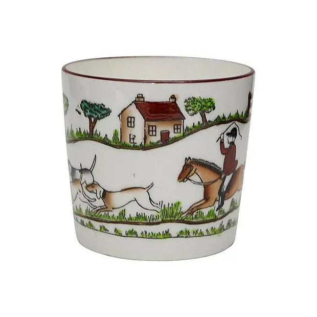 Mid 20th Century Crown Staffordshire Style English Hunting Scene Open Jam Pot For Sale - Image 5 of 5
