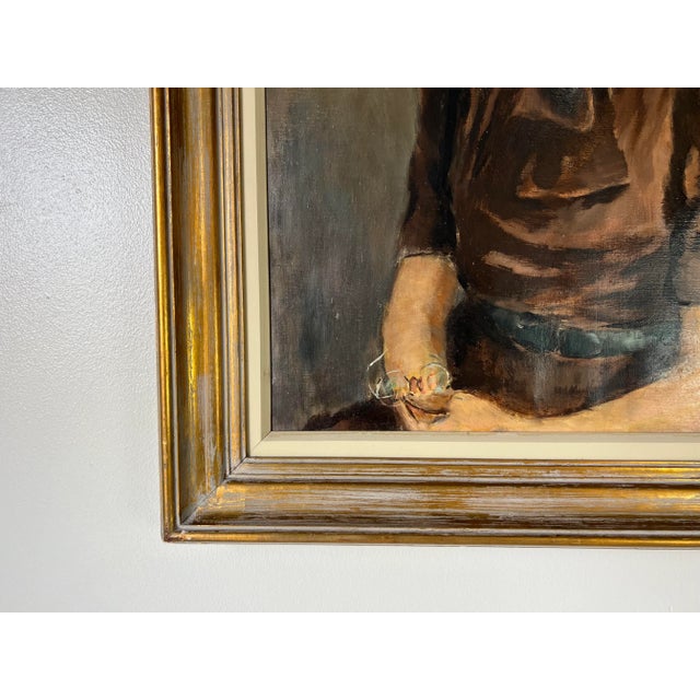 1940s Albert B. Serwazi (American, 1905-1992) Sitting Female Portrait Oil on Canvas Painting, Framed For Sale - Image 5 of 12