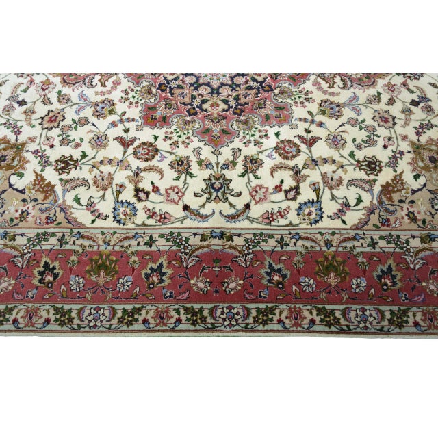 Hand-Knotted Tabriz 50raj Oriental Rug with Silk For Sale - Image 9 of 13