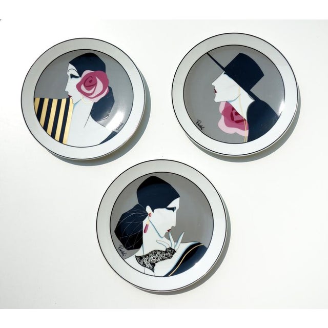 Ceramic Bavarian Art Deco Revival Fashion Vogue Porcelain Plates, 1980s, Set of 3 For Sale - Image 7 of 7