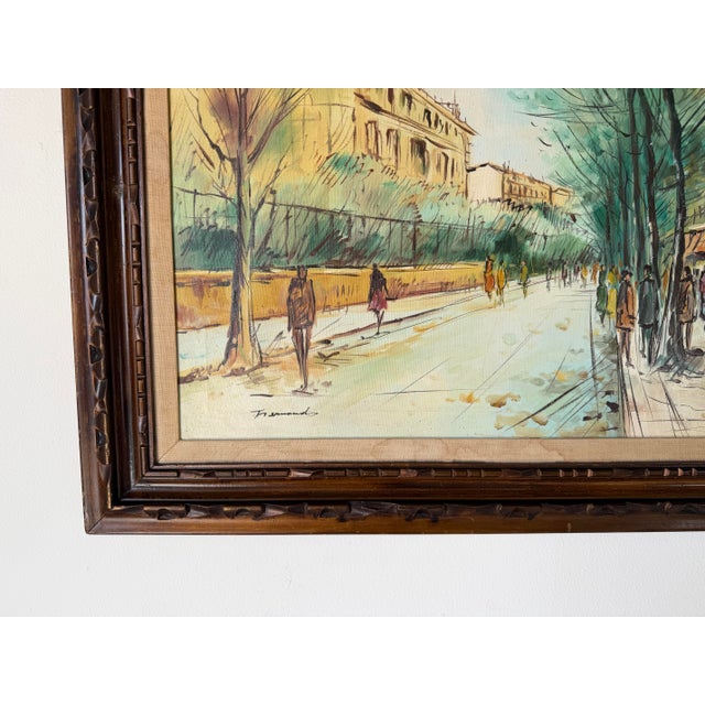 Green 1970’s Vintage Impressionist Parisian Cityscape Oil on Canvas Painting, Signed For Sale - Image 8 of 10