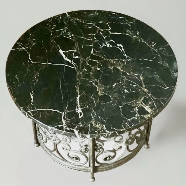1930s 20th Century French Art Deco Iron and Marble Side or Small Coffee Table For Sale - Image 5 of 11