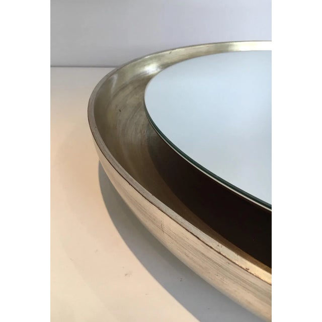 Silver Curved Wood Mirror, circa 1950 For Sale - Image 6 of 11