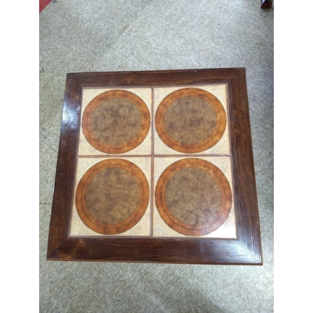 Brown Vintage 1960's Mid-Century Modern Danish Wood Table With Inlaid Tiles Mobelfabrikken Toften For Sale - Image 8 of 9