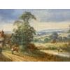 Rural Scene with Horses, Farm Workers & Thatched Cottage in the English Countryside by British Artist, Chris Howells...