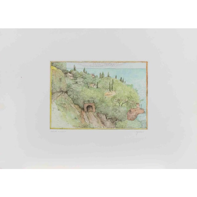 Giovanni Gromo, Countryside, 1980s, Etching For Sale