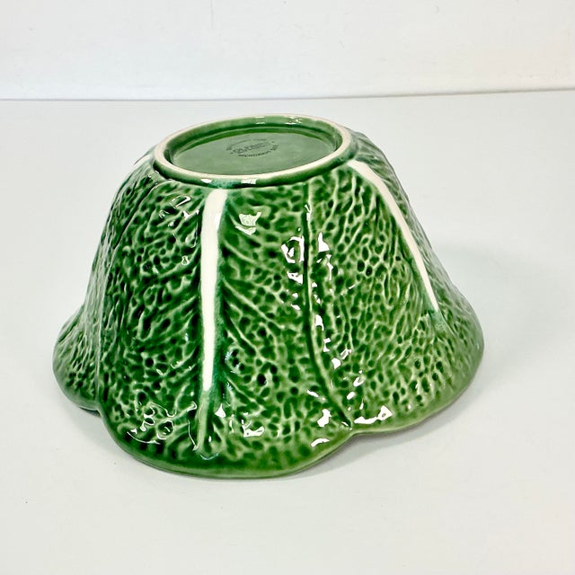 1980s Vintage Majolica Hollywood Regency Arts & Crafts Deep Cabbage Serving Bowl For Sale - Image 14 of 14