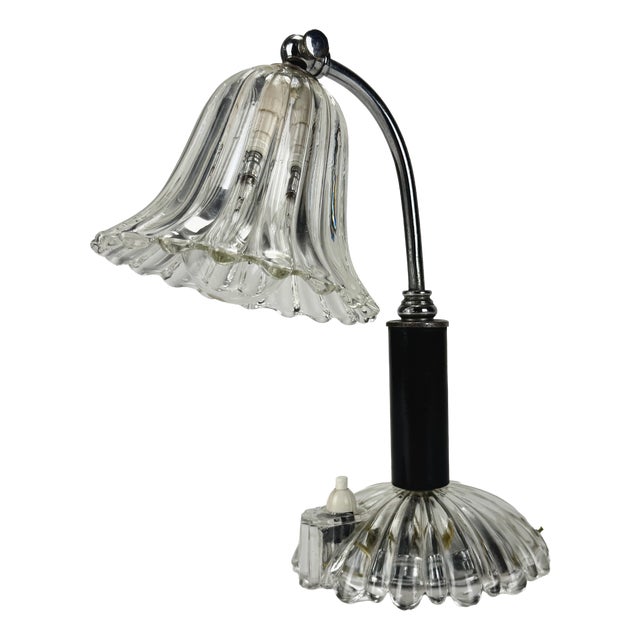 Clear Murano Glass Table Lamp from Barovier & Toso, Italy, 1940s For Sale