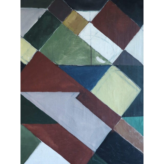 Mid-Century Modern 'Intersecting Planes' Vintage Original Geometric Abstract Oil Painting by Swedish Artist Bror Ingemar Fröberg (1921-1999), Framed For Sale - Image 11 of 12