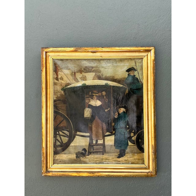 Vintage Framed Carriage Scene Oil Painting For Sale - Image 12 of 12